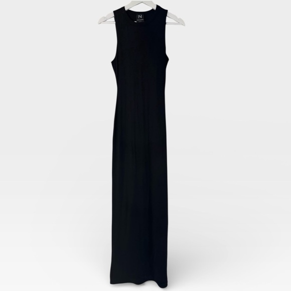 Naked Wardrobe Black Body Con Sculpting Shaping Double Lined Maxi Dress Small - Picture 1 of 10